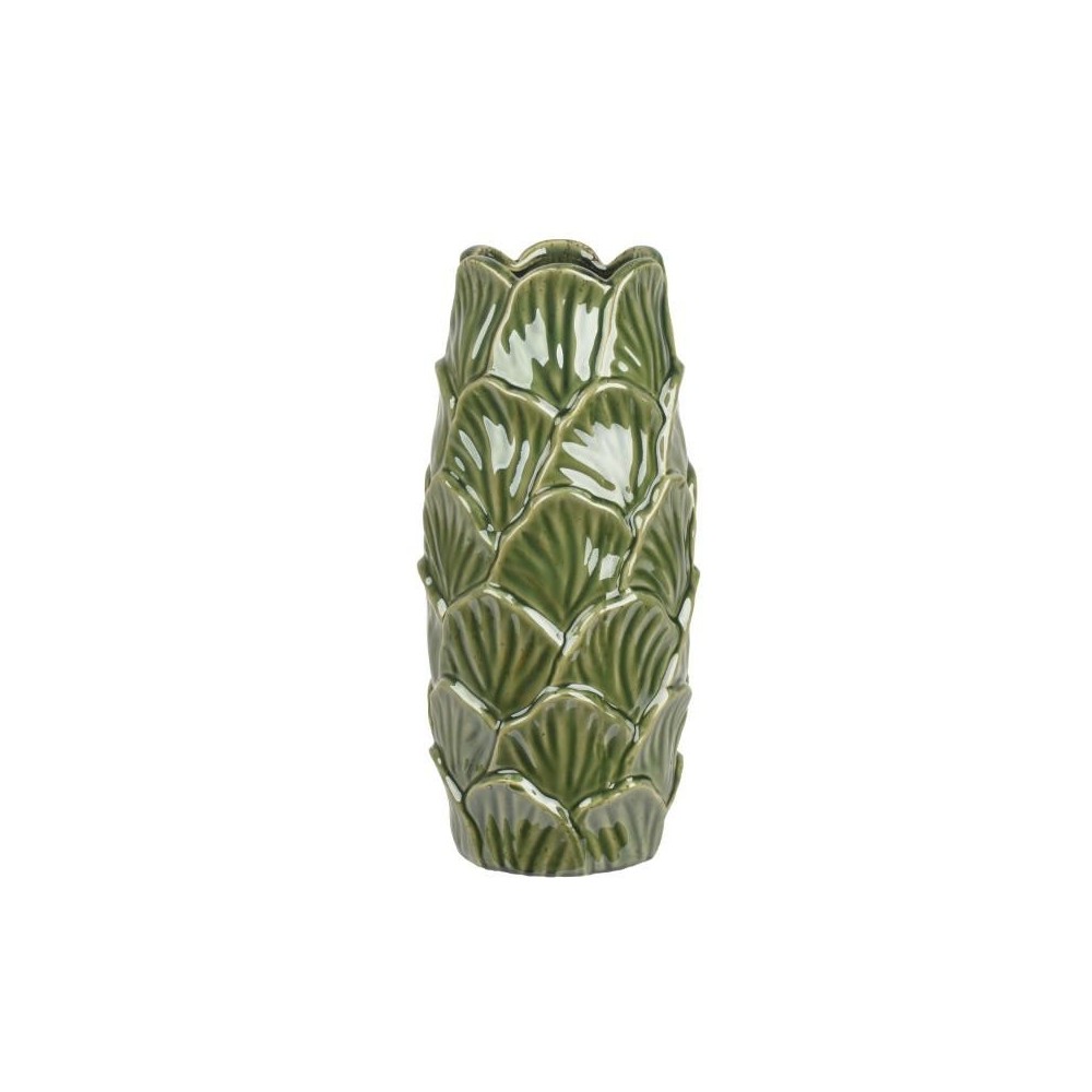VASO VERDE FOGLIE IN RILIEVO H.37 D.16